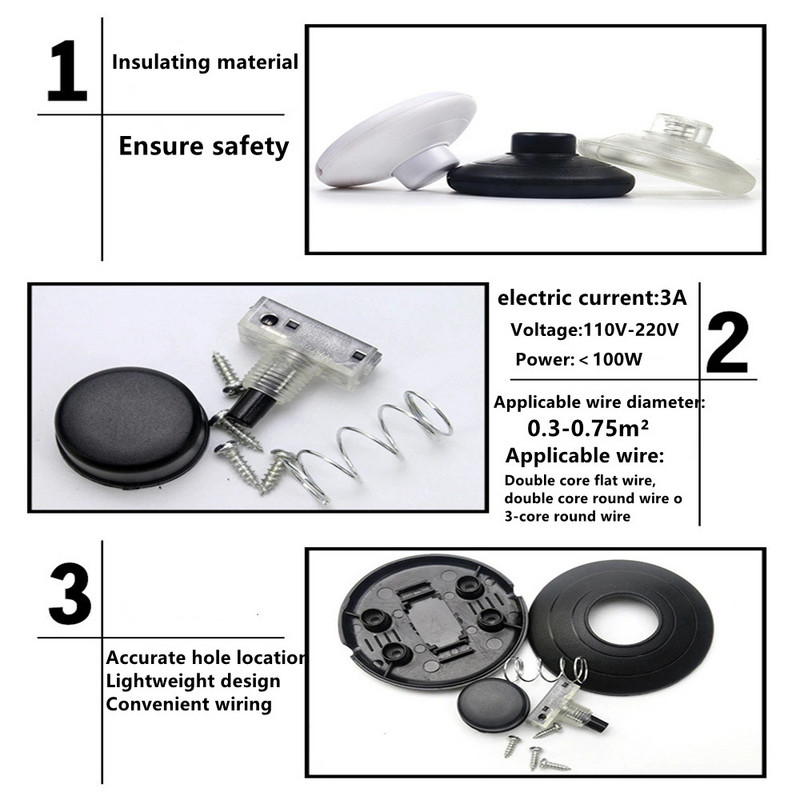 (1 tk) Sisse-/väljalülituslamp, jalapedaali lüliti 3A 250V