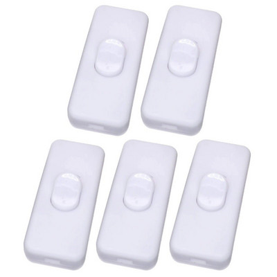 5 komplekts — iebūvēts ieslēgšanas/izslēgšanas lampas gaismas vada slēdzis AC110~250V 2A melnbalts