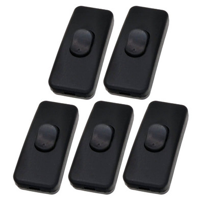 5 komplekts — iebūvēts ieslēgšanas/izslēgšanas lampas gaismas vada slēdzis AC110~250V 2A melnbalts