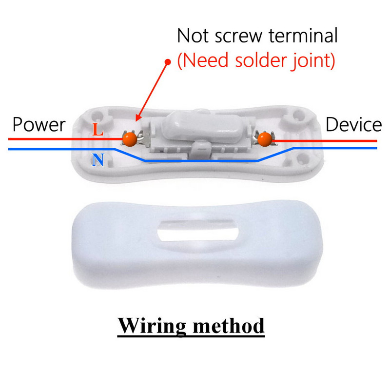 Ugrađeno svjetlo za uključivanje/isključivanje svjetiljke Kabelski prekidač 110~250V 2A lemljeni spoj