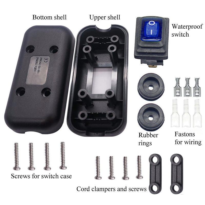 Inline prekidač Vodootporan IP65 Otporan na prašinu Max AC100~250V 10A On/Off Plavi LED indikator