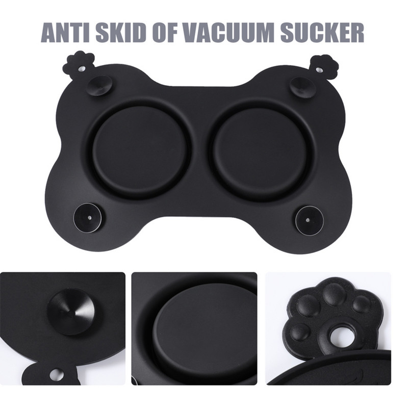 2Gb mājdzīvnieku bļoda, silikona lēna padevēja ar paplāti, neslīdošu paklājiņu Dzeramais ēdiens Barošanai Bļoda kaķiem un suņiem Mājdzīvnieku piederumi