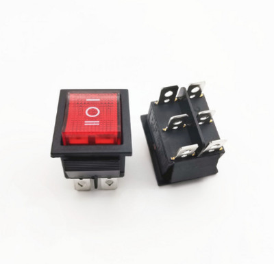 1Gb KCD4 svirslēdzis Barošanas slēdzis 3 pozīcija 6 tapas Elektriskais aprīkojums ar gaismas slēdzi 16A 250VAC/ 20A 125VAC
