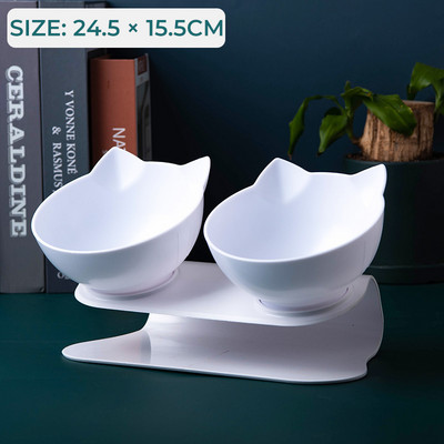 Kućni ljubimac Dvostruka zdjela za mačke Prozirna pseća mašna Nagib kralježnice Hranilica za pse Neklizajuća posuda za hranu Posuda za vodu Pribor za kućne ljubimce