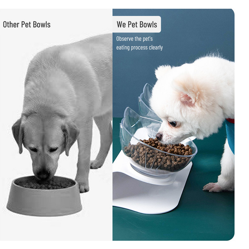 Kućni ljubimac Dvostruka zdjela za mačke Prozirna pseća mašna Nagib kralježnice Hranilica za pse Neklizajuća posuda za hranu Posuda za vodu Pribor za kućne ljubimce