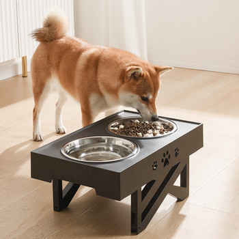 Ρυθμιζόμενα μπολ για σκύλους Διπλό ανυψωμένο τροφοδότη τροφοδοσίας κατοικίδιων ζώων Raise μπολ νερού τροφής για γάτες με ανοξείδωτο ανοξείδωτο ατσάλι ανυψωτικό τραπέζι για σκύλους