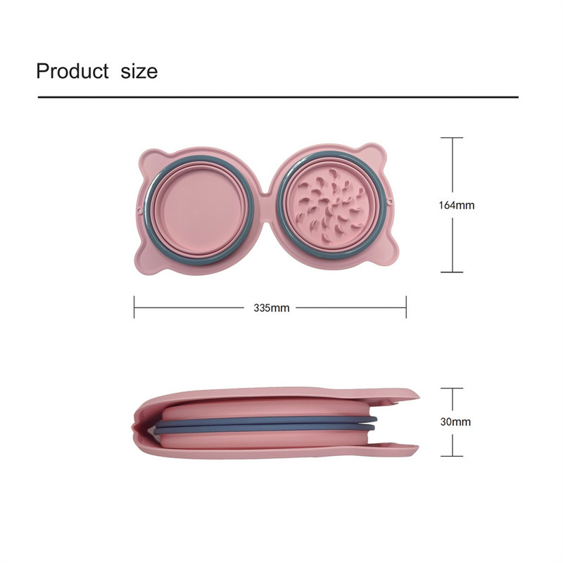 Pārnēsājams ceļojumu salocīts mājdzīvnieku suns, lēns barošanas trauks, pārtikas kvalitātes silikona kucēns, kaķis, lēni ēdošs šķīvis, mājdzīvnieku piederumi, piederumi