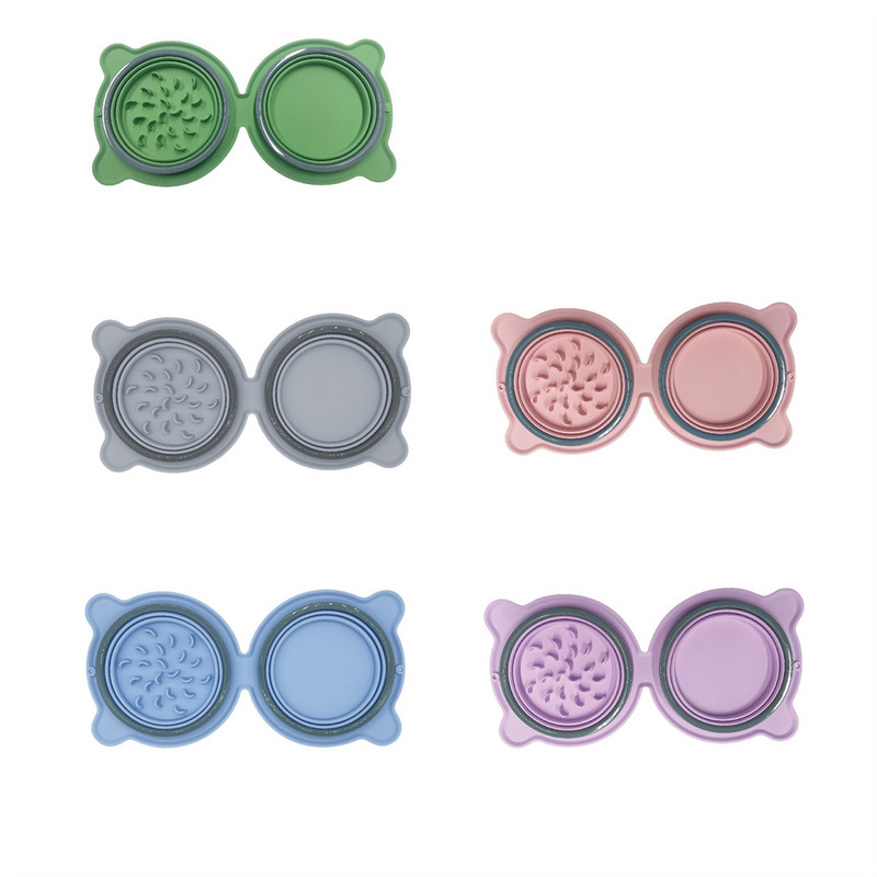 Pārnēsājams ceļojumu salocīts mājdzīvnieku suns, lēns barošanas trauks, pārtikas kvalitātes silikona kucēns, kaķis, lēni ēdošs šķīvis, mājdzīvnieku piederumi, piederumi