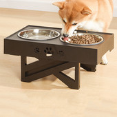 Двойни купи за кучета Стойка с регулируема височина Купа за хранене на домашни любимци Средно голямо куче Издигната чиния за храна Вода Кучета Котки Повдигаща се маса Хранилки