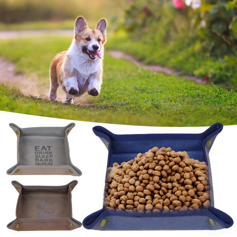 Posuda za pse Vodootporna skrivena kopča Dizajn Rastavljanje Sklopiva platnena posuda za štene otporna na ulje Hranilica za vani