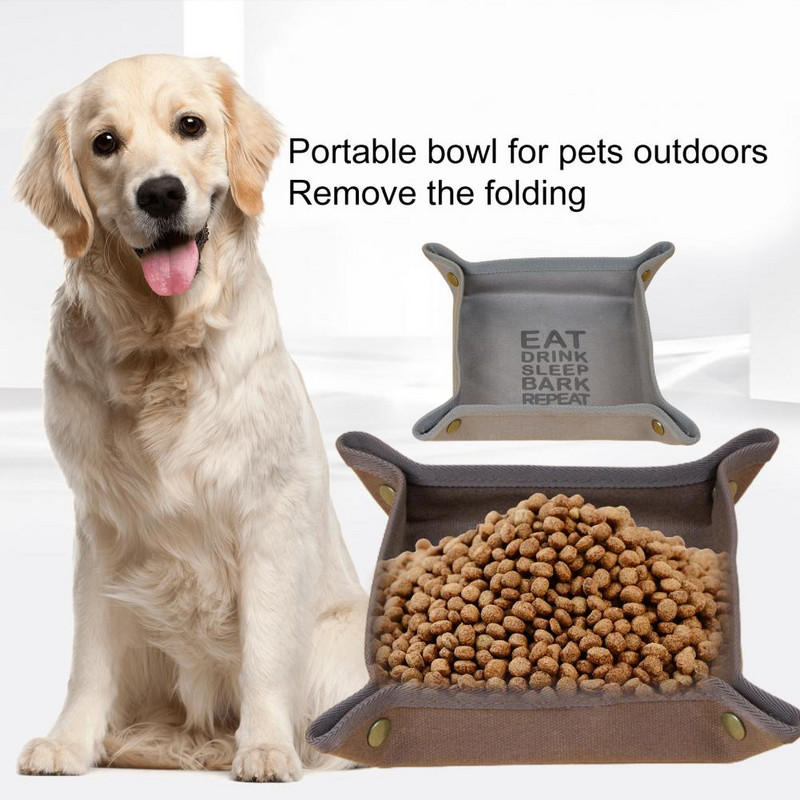 Posuda za pse Vodootporna skrivena kopča Dizajn Rastavljanje Sklopiva platnena posuda za štene otporna na ulje Hranilica za vani