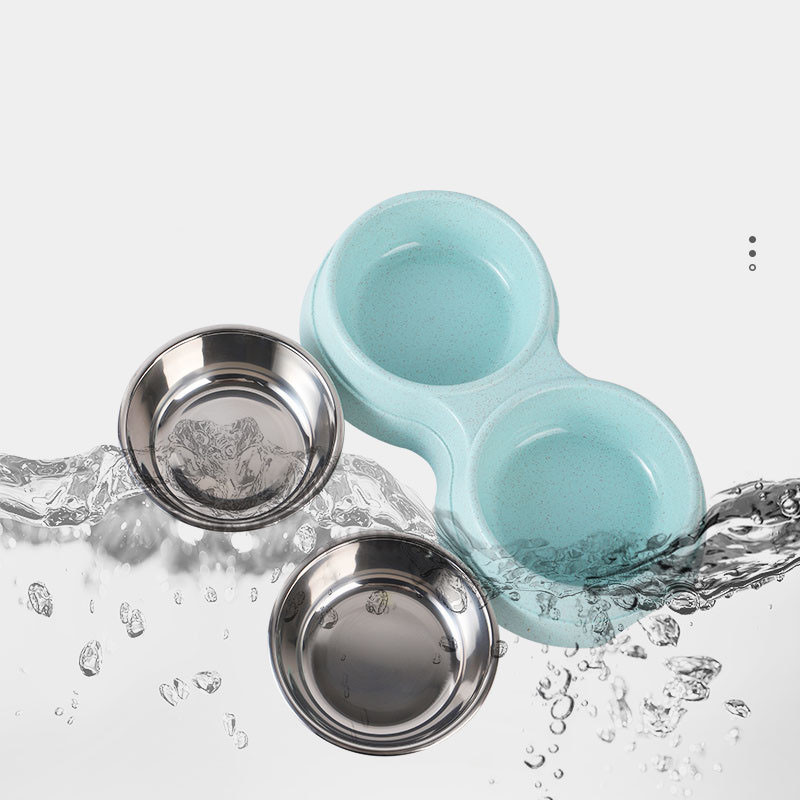 Mājdzīvnieku bļoda kaķu bļoda suņu bļoda nerūsējošā tērauda bļoda kaķu ēdiena bļoda pret slīdēšanu dubultā bļoda Viegli tīrāma suņu piederumi Mājdzīvnieku piederumi