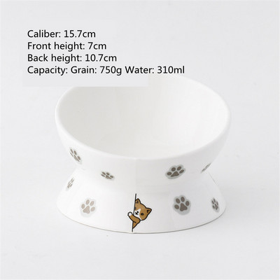 Jauna multfilmas lolojumdzīvnieku barotavas bļoda jaukas formas ar augstu pēdu, ar vienu muti neslīdošas keramikas suņu barības bļoda kaķu barības lolojumdzīvnieku produkti Dzeramā bļoda