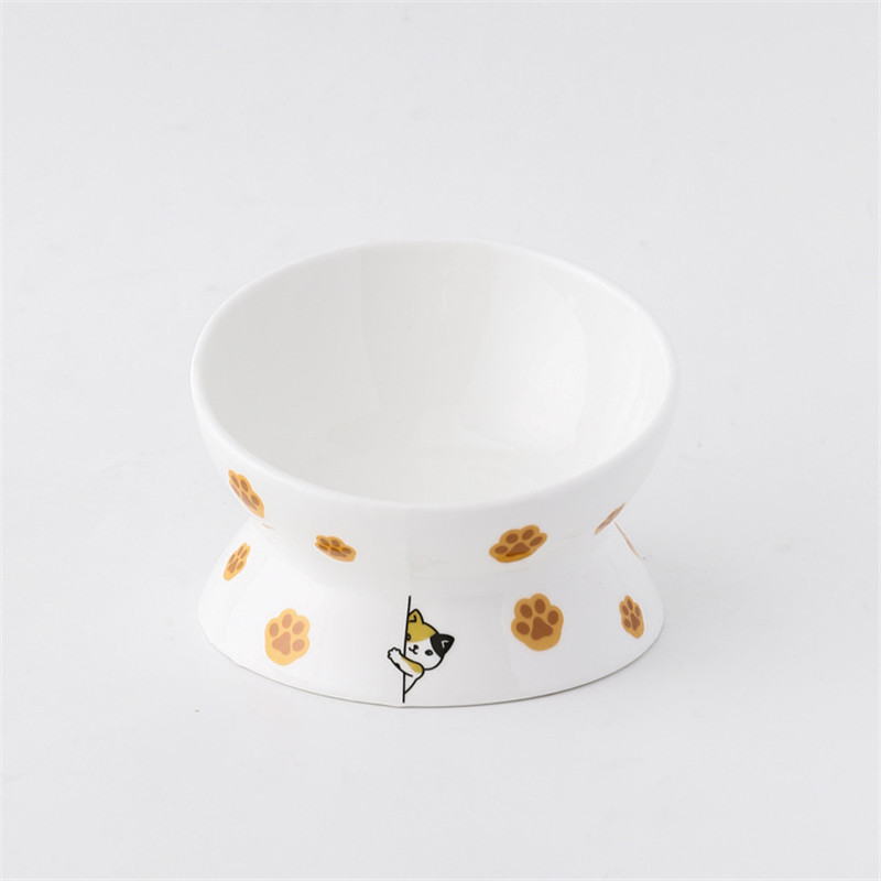 Jauna multfilmas lolojumdzīvnieku barotavas bļoda jaukas formas ar augstu pēdu, ar vienu muti neslīdošas keramikas suņu barības bļoda kaķu barības lolojumdzīvnieku produkti Dzeramā bļoda