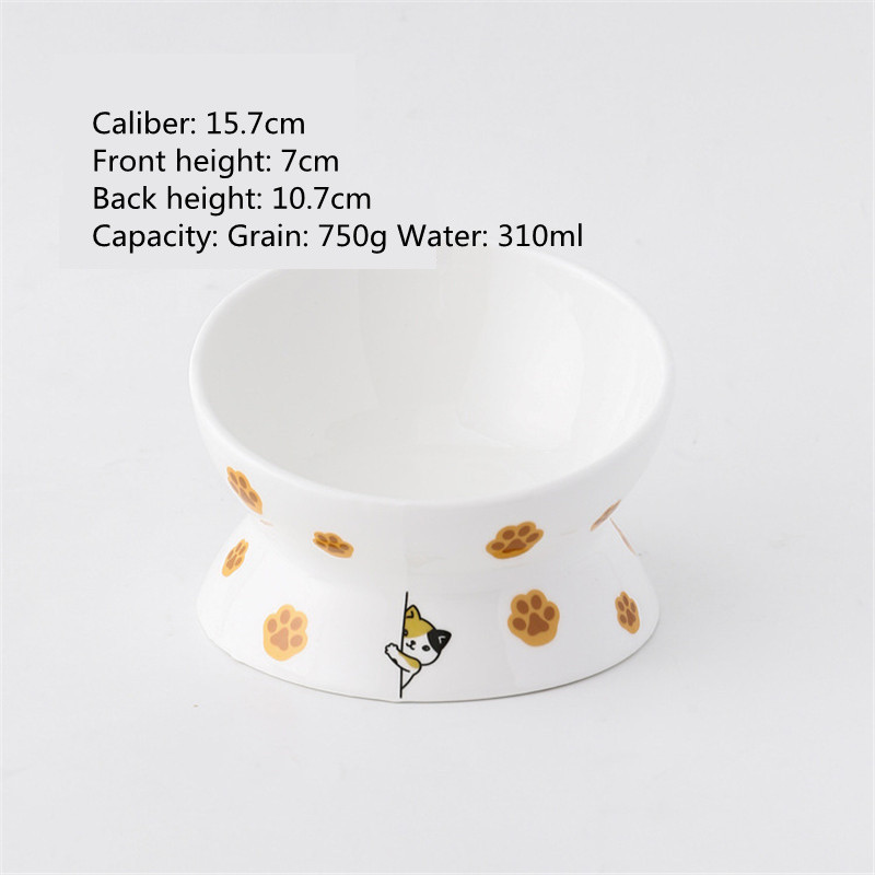 Jauna multfilmas lolojumdzīvnieku barotavas bļoda jaukas formas ar augstu pēdu, ar vienu muti neslīdošas keramikas suņu barības bļoda kaķu barības lolojumdzīvnieku produkti Dzeramā bļoda