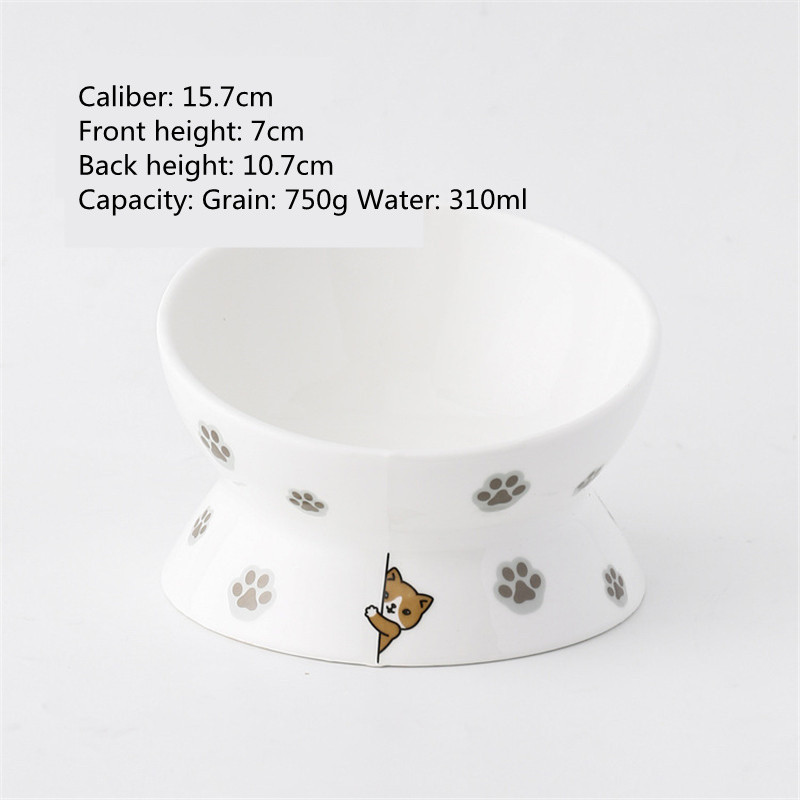 Jauna multfilmas lolojumdzīvnieku barotavas bļoda jaukas formas ar augstu pēdu, ar vienu muti neslīdošas keramikas suņu barības bļoda kaķu barības lolojumdzīvnieku produkti Dzeramā bļoda