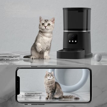 Τροφοδότης βιντεοκάμερας 6 λίτρων Έξυπνος αυτόματος τροφοδότης κατοικίδιων ζώων για γάτες σκύλους WiFi Έξυπνος διανομέας ξηρών τροφών Μπολ για ηχογράφηση φωνής