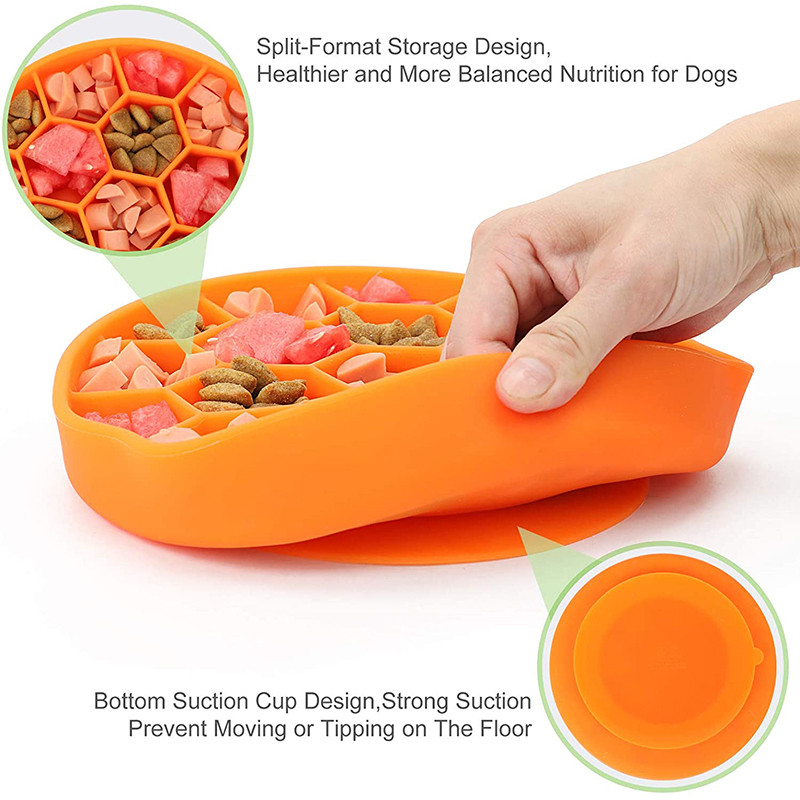 Suņu lēnās barošanas trauks ar apakšējo piesūcekni Silikona lēnas barošanas lolojumdzīvnieku barības ūdens trauks Uzlabojiet veselību lieliem vidēji maziem suņiem