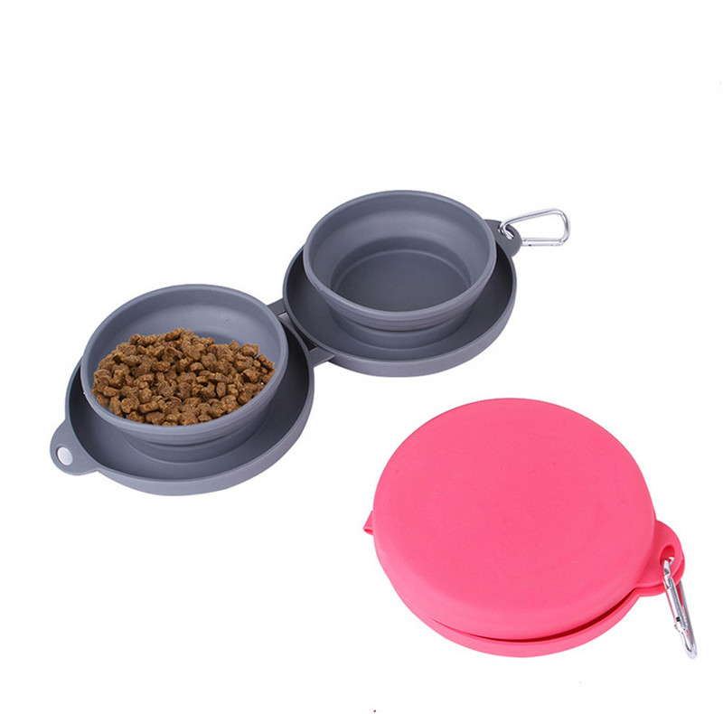 Kokkupandav silikoonkauss Vastupidav veesöötur Kahekordne koerakauss õues reisimiseks kaasaskantav lemmiklooma toitmine jooginõu kutsikate toidukonteiner