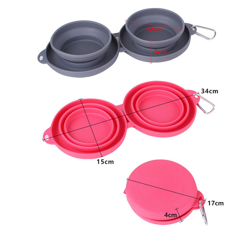 Kokkupandav silikoonkauss Vastupidav veesöötur Kahekordne koerakauss õues reisimiseks kaasaskantav lemmiklooma toitmine jooginõu kutsikate toidukonteiner