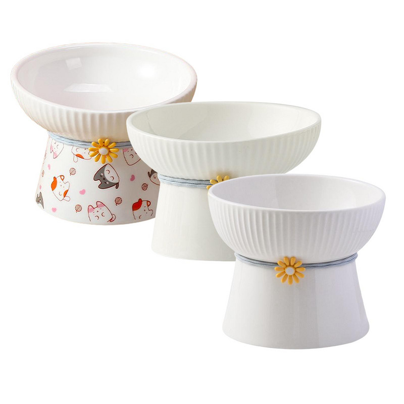 Viena bļoda kaķu suņiem Paaugstināti kaķu trauki Praktiski neizšļakstīti kaklu aizsargājoši mājdzīvnieku piederumi Barības padevējs Stabils mājdzīvnieku barotājs