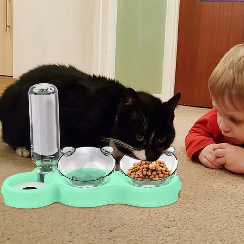 Trostruke zdjele za mačke, nagnute posude za pseću hranu za 15 stupnjeva, set zdjela za mokru i suhu hranu za mačke, automatska zdjela za vodu 3 u 1 i hranilica za kućne ljubimce