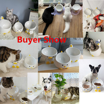 Κεραμικό μπολ για σκύλους κατοικίδιων ζώων με σχέδιο χαριτωμένη πάπια Μικρά κουτάβια σκυλιά για ενήλικες γάτες που ταΐζουν τροφή και νερό για κατοικίδια