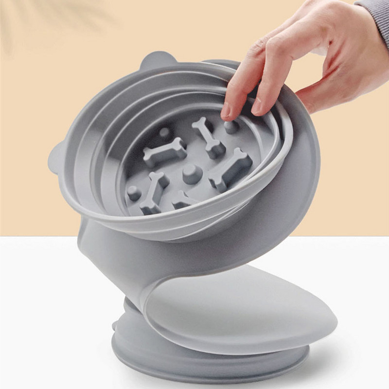 Saliekama silikona lolojumdzīvnieku bļoda Neslīdoša suņu bļoda divreiz lietojama āra pārnēsājama suņu barības bļoda Ceļojumi pret aizrīšanās un vemšanas barošanas trauks