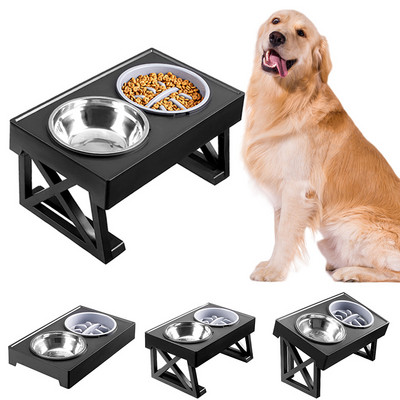 Ρυθμιζόμενο ύψος Μπολ πιάτων ταΐσματος κατοικίδιων ζώων Μεσαίου μεγάλου σκύλου Ανυψωμένος τροφοδότης τροφής για σκύλους Τραπέζι ανύψωσης για σκύλους Στάση διπλού μπολ για σκύλους