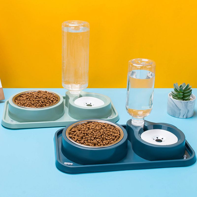 Dvostruke zdjele za pse i mačke Odvojiva zdjela od nehrđajućeg čelika Boca s automatskim dozatorom vode Posuda za hranu za male srednje pse, mačke
