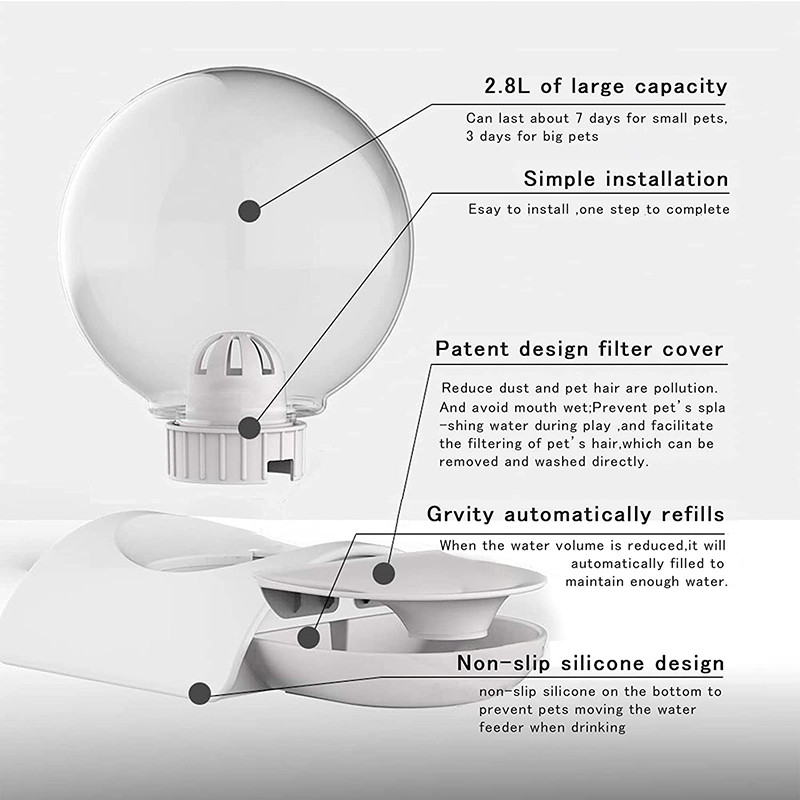 3 krāsu mājdzīvnieku burbuļu automātiskā kaķa ūdens bļodas strūklaka mājdzīvniekiem Ūdens dozators Liels dzeramais trauks kaķu dzēriens bez elektrības