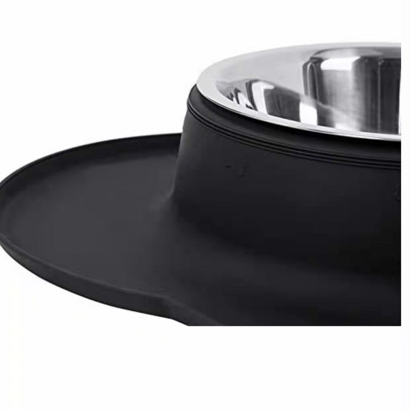 Противоплъзгаща двойна купа за кучета със силиконова подложка Издръжлива хранилка за храна от неръждаема стомана Хранене на домашни любимци Поилки за кучета Котки