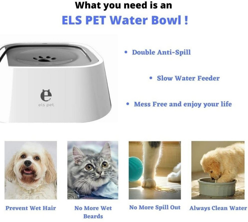 Suņu ūdens bļodas dozators bez izšļakstīšanās Lēna ūdens padevējs bez pilieniem, automātisks pretšļakatu transportlīdzekļa pārvadāšanai ceļojumu mājdzīvnieku bļodas suņiem, kaķiem