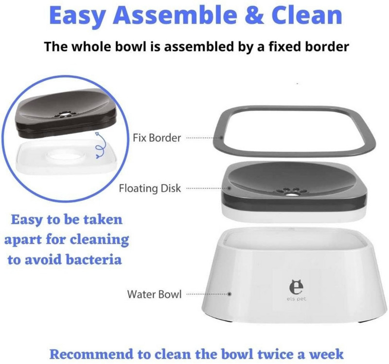 Suņu ūdens bļodas dozators bez izšļakstīšanās Lēna ūdens padevējs bez pilieniem, automātisks pretšļakatu transportlīdzekļa pārvadāšanai ceļojumu mājdzīvnieku bļodas suņiem, kaķiem