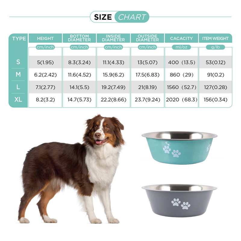Koerakausid Väikesed Keskmised Suured Koerte Toidukauss Veekaussi Söötmiskausi komplekt libisemiskindla silikoontallaga, roostevabast terasest koer