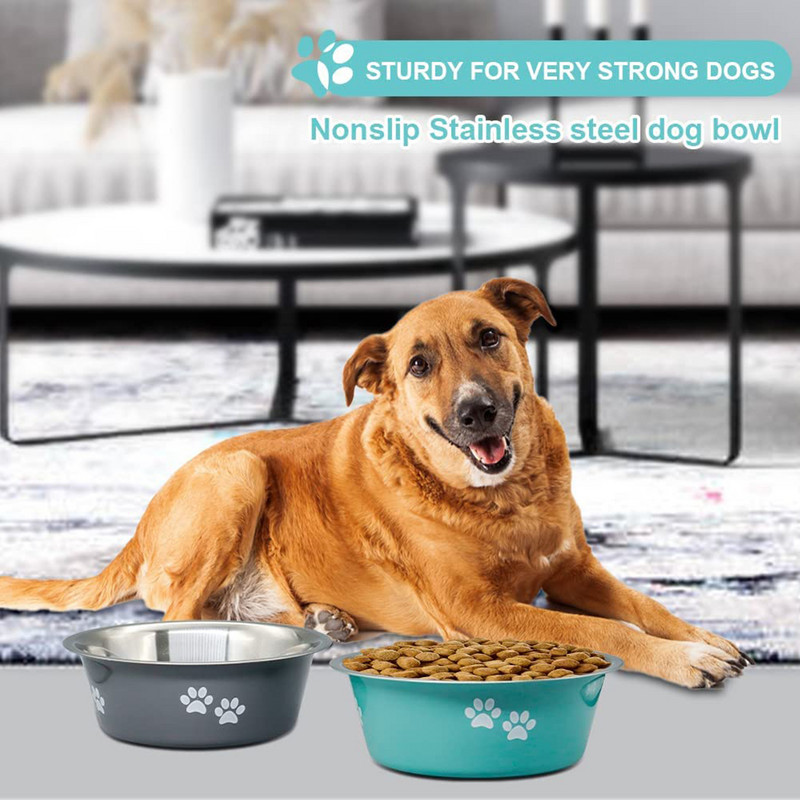 Koerakausid Väikesed Keskmised Suured Koerte Toidukauss Veekaussi Söötmiskausi komplekt libisemiskindla silikoontallaga, roostevabast terasest koer