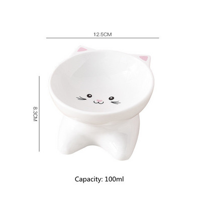 Uus valge armas lemmiklooma keraamiline kauss armsa kassi mustriga lemmikloomasöötjad Väike kassikauss Lemmikloomatoit Ühe kauss kassitoidu kassi tarvik