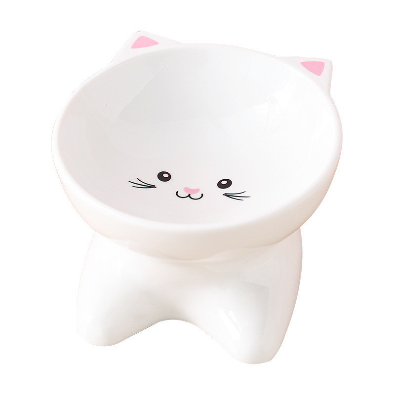 Uus valge armas lemmiklooma keraamiline kauss armsa kassi mustriga lemmikloomasöötjad Väike kassikauss Lemmikloomatoit Ühe kauss kassitoidu kassi tarvik