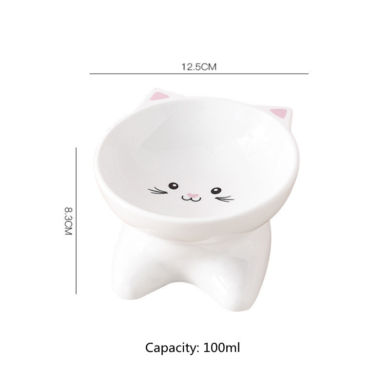Uus valge armas lemmiklooma keraamiline kauss armsa kassi mustriga lemmikloomasöötjad Väike kassikauss Lemmikloomatoit Ühe kauss kassitoidu kassi tarvik