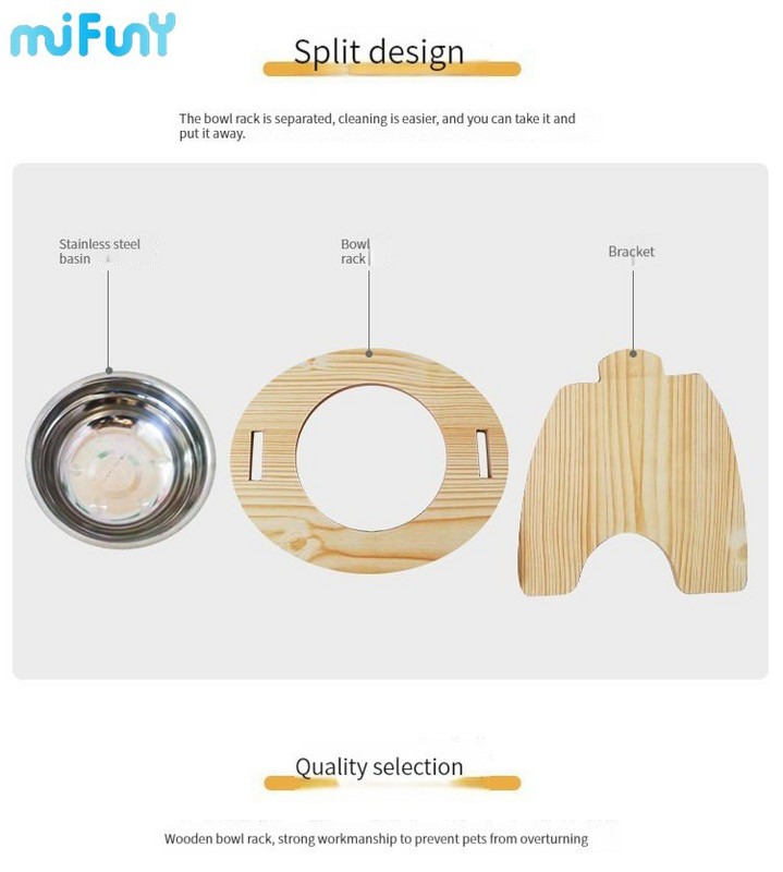 Mifuny Paaugstināts Bambuss Paaugstināts Suņu Barības un Ūdens Bļodas Statīvs Padevējs ar Nerūsējošā mājdzīvnieku tērauda bļodām Suņu ūdens pudele