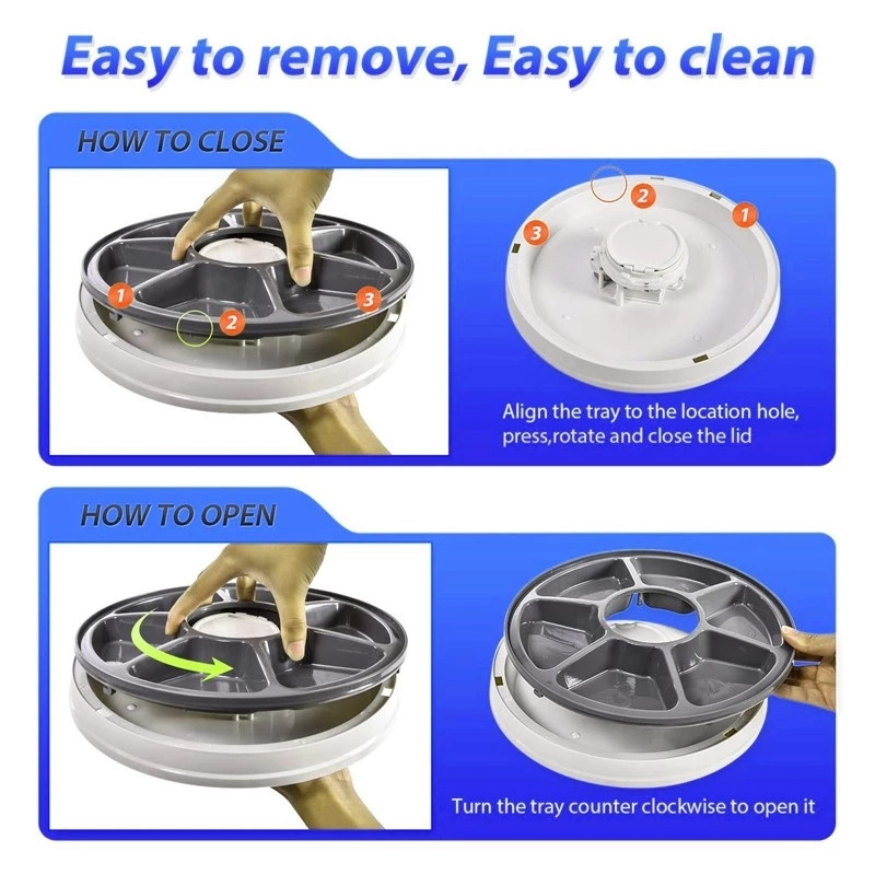 Battery Smart Timing Zdjela za hranjenje kućnih ljubimaca 6 obroka 6 utora Automatska hranilica Različiti dozatori suhe hrane Zdjele za sporo hranjenje pasa i mačaka