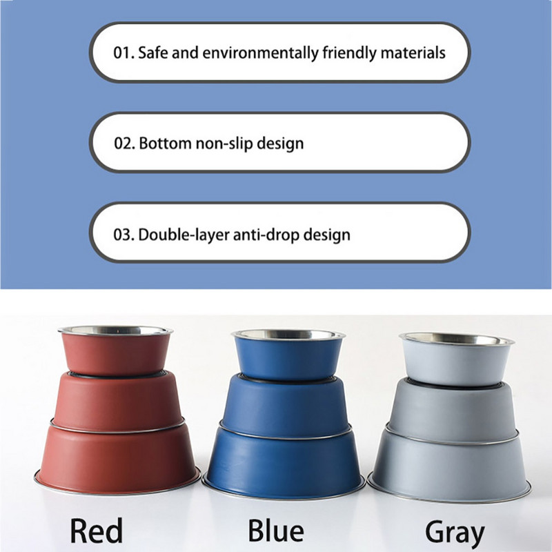 Zdjelice za pse i mačke od nehrđajućeg čelika. Vanjska posuda za hranjenje, hranilica za putovanja, za kućne ljubimce, pse, mačke, štene Neklizajuća posuda za hranu