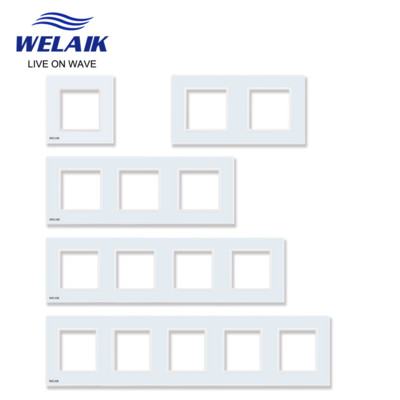 WELAIK EU Европейски стандарт 80*80 мм Светлинен стенен сензорен превключвател Socket Outlet Square Hole Crystal-Glass-Panel DIY Parts Module A18W1