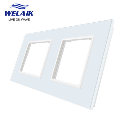 WELAIK EU Euroopa standard 80*80mm kerge seina puutelüliti pistikupesa väljalaskeava Ruudukujuline auk Kristall-klaas-paneel DIY osade moodul A18W1