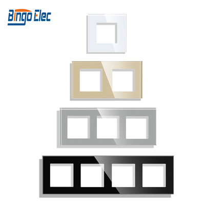 Bingoelec EU Европейски стандартен стенен сензорен превключвател Socket Outlet Square Hole Crystal-Glass-Panel DIY-Parts Module 47*47mm