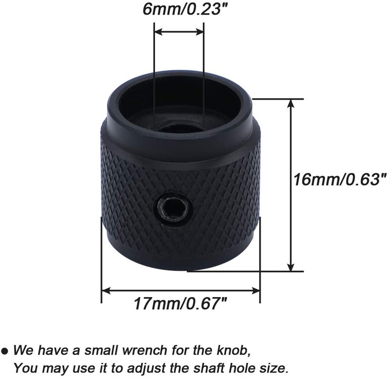 2TK 17*16mm nupp alumiiniumsulamist potentsiomeetri juhtnupp helitugevuse heli elektrikitarri bassi kruvi tüüp 17 x 16mm (dh) NUPP