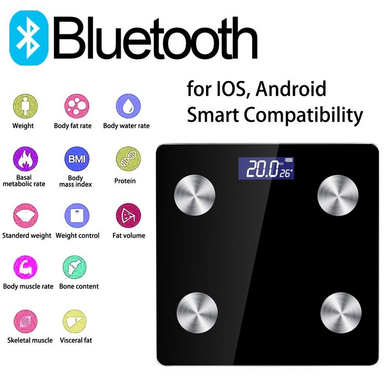 Jälgige keha koostise analüsaatorit Vannitoa kaalu kaal Vannitoa Bluetooth kaalud BMI kaalu kaal keha rasva kaalu