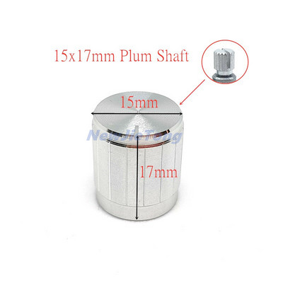 5 tk hõbedast alumiiniumsulamist potentsiomeetri/kodeerija nuppude lülitikorgid 30/21/15 x 17 mm poolvõlli ploomivõll