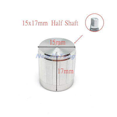 5 tk hõbedast alumiiniumsulamist potentsiomeetri/kodeerija nuppude lülitikorgid 30/21/15 x 17 mm poolvõlli ploomivõll