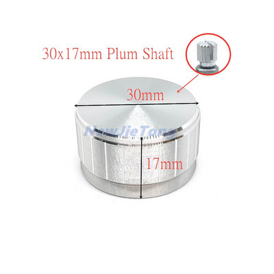 5 tk hõbedast alumiiniumsulamist potentsiomeetri/kodeerija nuppude lülitikorgid 30/21/15 x 17 mm poolvõlli ploomivõll